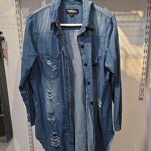Thrill Denim Button-Up Sweater